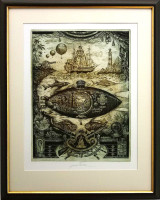 PRODÁNO.  Milan Bauer - Pocta J. Verneovi II. - grafika